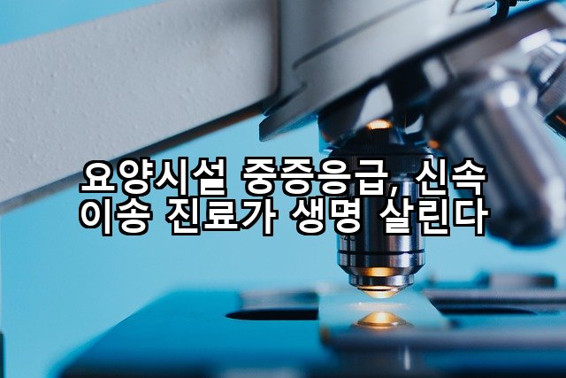 요양시설 중증응급, 신속 이송 진료가 생명 살린다